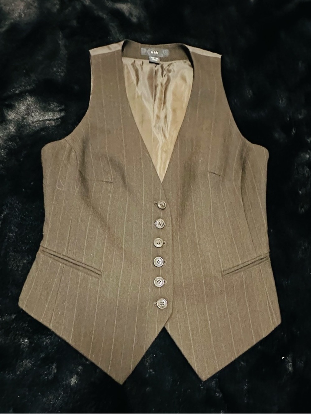 H&M Brown Pinstripe Vest Waistcoat Size US 4 EUR 34